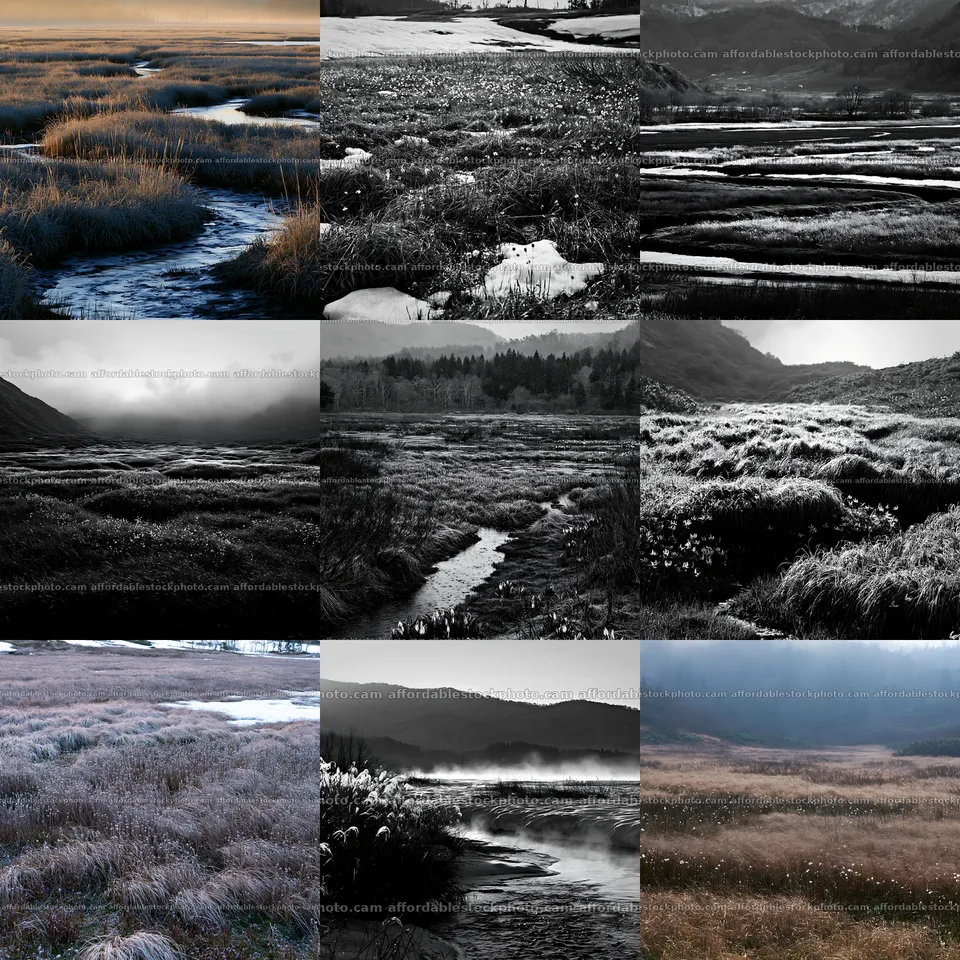 Akita Snowmelt Meadow With Silver Grasses Stock Photography Bundle – stock photography bundle preview