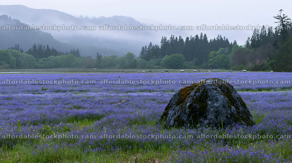 Miyagi spring recovery meadow mossy stone in blooming field – stock photography preview